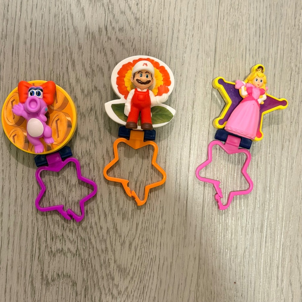 2026 McDonalds Happy Meal Toy Super Mario Galaxy Keychain Bag Charm Set of 3
